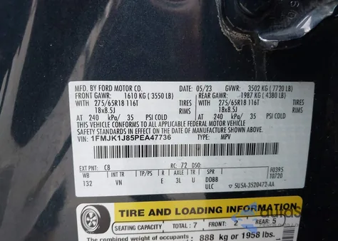 2023 Ford Expedition Xlt Max from USA, damaged, VIN 1FMJK1J85PEA47736